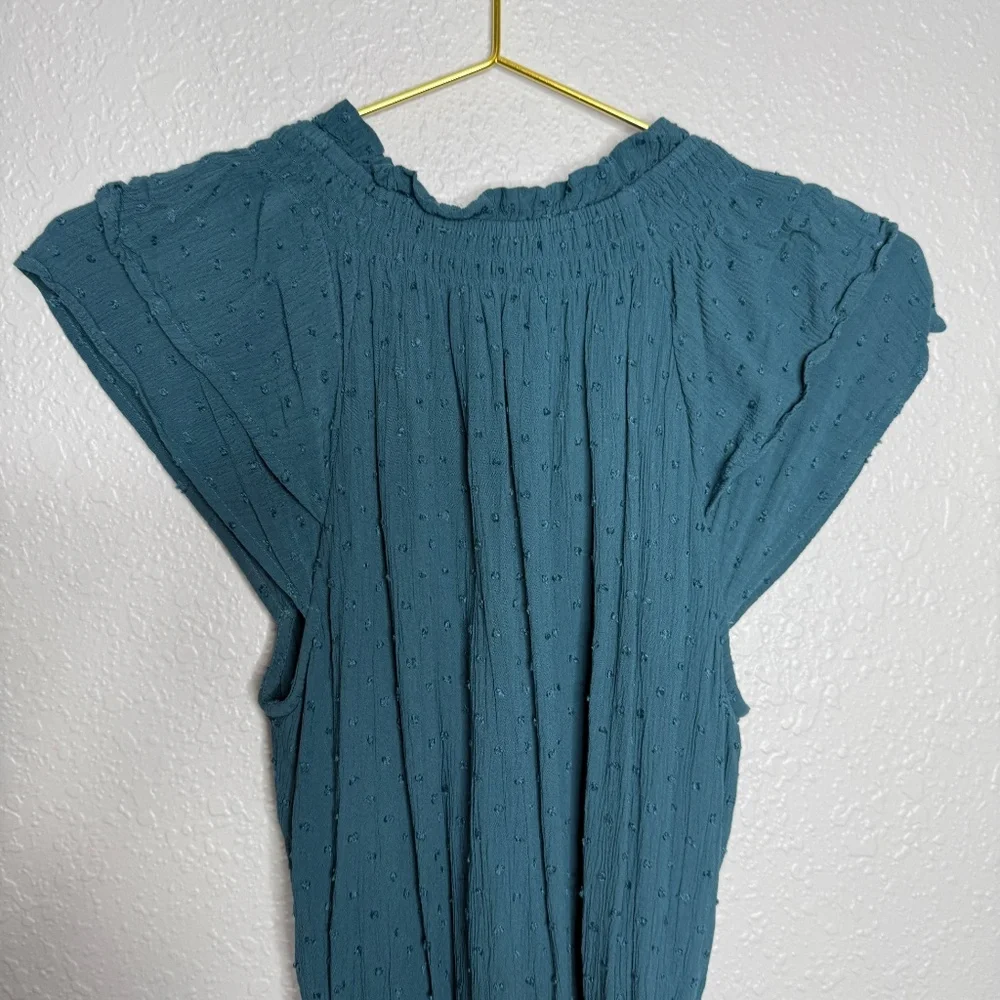 Loft‎ Petite Clip Dot Romper Teal Blue -cp